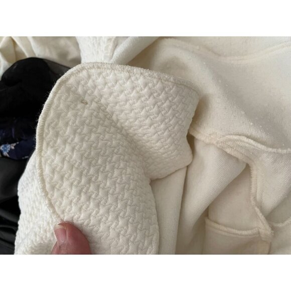 Vintage Design Today's Vogue White Double-Breasted Long Coat With Black Sculpted - Picture 11 of 12